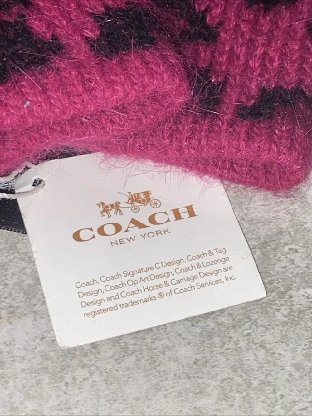 Coach Angora Rabbit Fur Ocelot Touch Gloves NWT